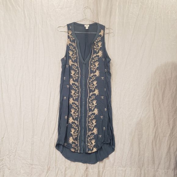 Anthropologie Dresses & Skirts - Anthropologie TINY Blue with Floral Embroidery Dress